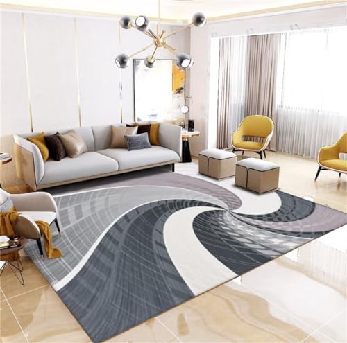 Tapis durable antidérapant au design géométrique sobre gris - 2
