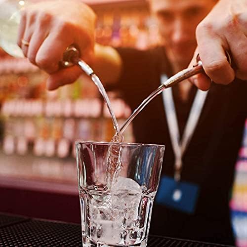 FLOW Barware Spirit Pourers | 8 Spirit Bottle Pourer with Tapered Spout, Caps & Cleaning Brush Set | Bottle Pourers for Spirits Gold, Rose Gold & Silver | Spirit Pourer, Bottle Pourer, Drinks Pourer