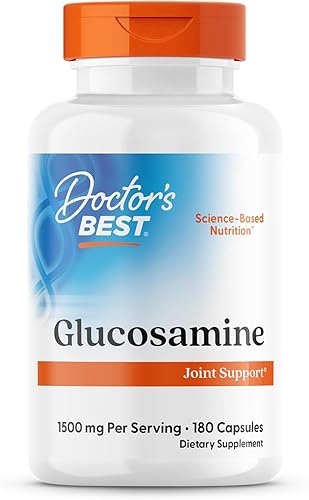 Doctor's Best Sulfato de glucosamina, sin OMG, sin gluten y soja, soporte articular, 750 mg, 180 unidades