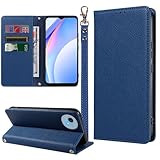 MINIKA AQUOS Wish5 用 ケース 手帳型 ストラップ付き 高級レザー あくおすうぃっしゅ5ケース 手帳型 アクオスwish5ケース SH-52F スマホケース 耐衝撃 おしゃれ カード収納 横置きスタンド機能 内蔵マグネット 開閉式 両面 360度 全面保護 上質な手触り 擦り傷防止 汗や指紋防止 耐汚れ（ダークブルー）