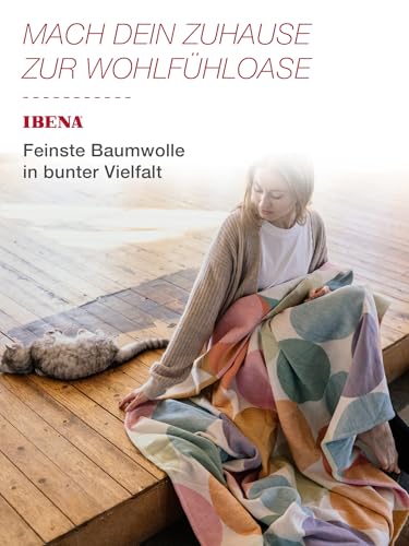 Ibena Venedig Baumwolldecke 140x200 cm - Kuscheldecke 100% Baumwolle pastell bunt, angenehm leichte und kuschelweiche Wolldecke, hochwertige Qualität Made in Germany