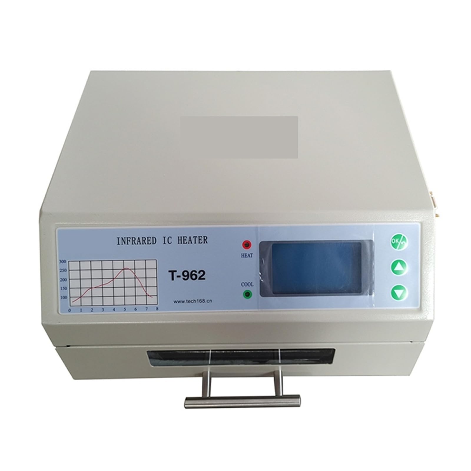 Piec rozpływowy 800 W, biurkowy, podgrzewacz podczerwieni T-962, lutownica, 180 x 235 mm, do lutowania układów BGA, SMD, SMT