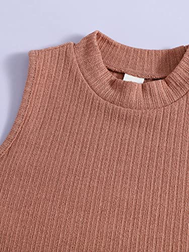 Milumia Girl's 2 Pack Crop Tank Tops Mock Neck Sleeveless Ribbed Knit Short Tops3