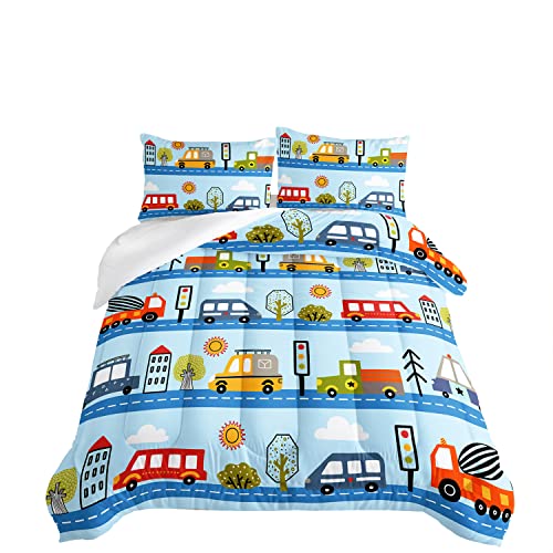 HOSIMA Adorable Cartoon Car Comforter Sets Girls Boys,Light