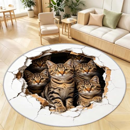 Tapis salon 3D chaton doux et antidérapant lavable en machine