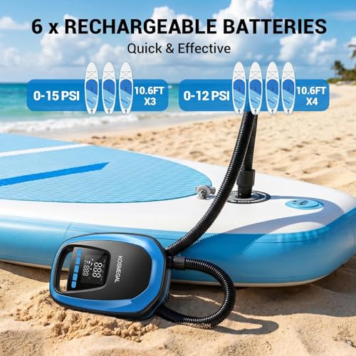 Image of Paddle Board Electric Pump, High Pressure SUP Pump with Inflation & Deflation, Auto-Off, Portable Air Pump for Inflatables and Kayaks