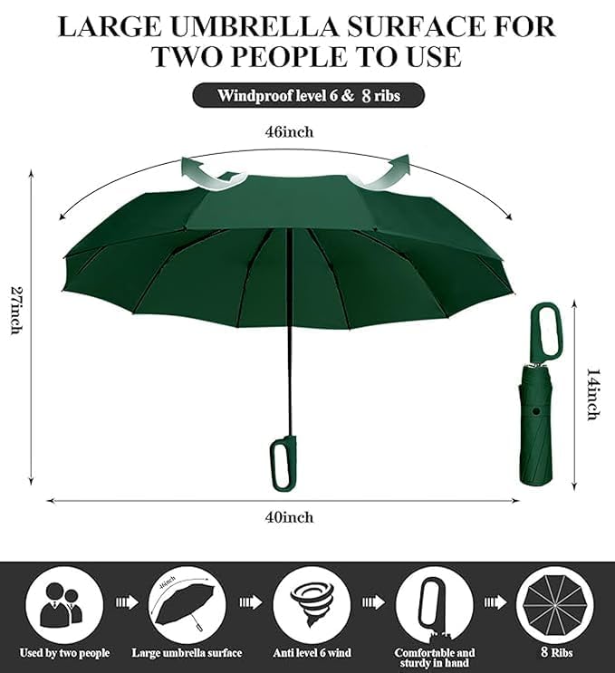 Image of Besque UV Big Size Umbrella for Sun Protection Rain Windproof Strong large 2 fold for men women kids boys girls Perfect Umbrella with cover small case stylish Windproof & Compact UV large size