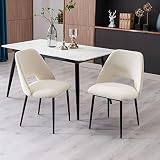 JIRAIN Mid Century Modern Dining Chair Set of 2, Boucle Fabric Upholstered Dining Chairs with Metal