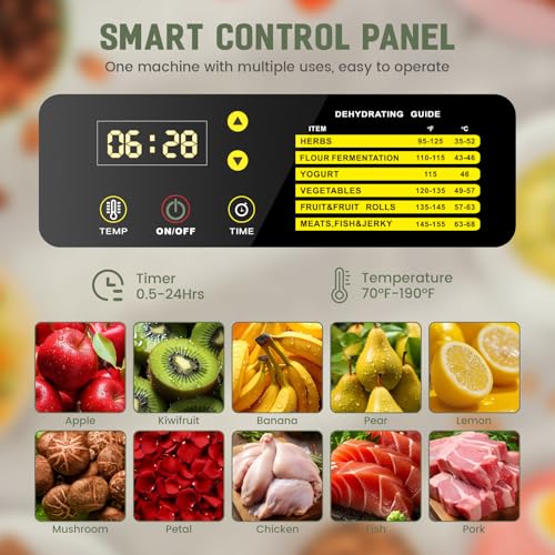 Commercial Food-Dehydrator Machine 16 Trays, 27.28ft² Industrial-Dehydrator Large Capacity, 70ºF-190ºF Commercial Food-Dryer Machine, 1500W Meat Dryer for Fruit,Herbs,Beef Jerky Maker