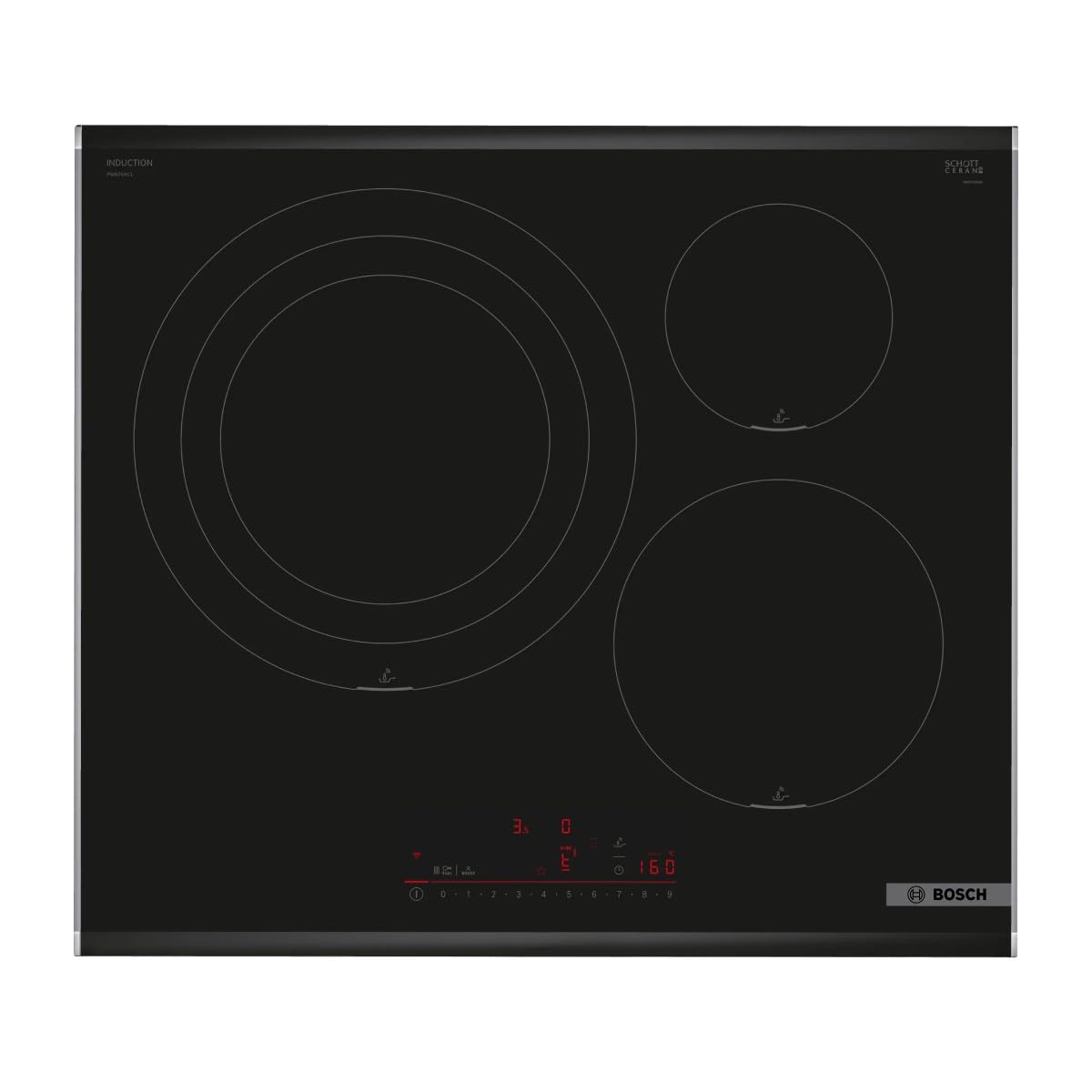 Bosch - Płyta indukcyjna, 60 cm, seria 6, 3 strefy gotowania, elektronika DirectSelect, PerfectFry Plus, Home Connect, czarny, PID675HC1E