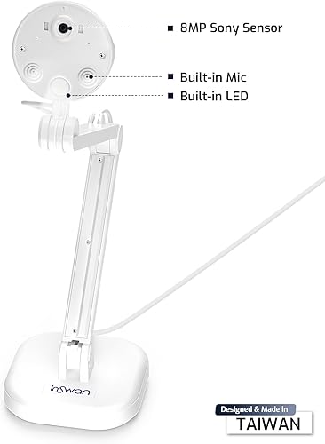 Miniatura 2 de INSWAN INS-1 Pequeña cámara de documentos USB de 8 MP con enfoque automático y luz suplementaria LED excelente para educación a distancia y