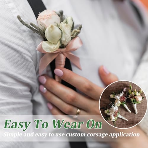 20Pcs Boutonniere Pins for Men Corsage Pins Boutonniere Safety Pin Clips Flower Floral Brooches Holder Clips for Wedding Bride Groom Decoration Supplies, Green - Thumbnail 5