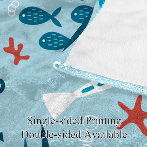 Couverture microfibre chaude jeté de canapé poisson pieuvre pour soirée cocooning