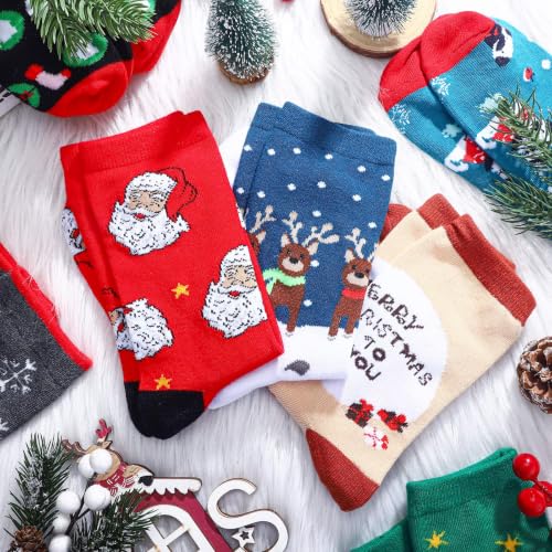 Image of Hoolerry 30 Pairs Christmas Fuzzy Socks in Bulk for Women Adult Men Gifts Fluffy Holiday Winter Socks Unisex Warm Crew Gifts