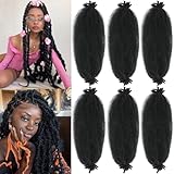 Spring Afro Twist Hair, 24 Inch Springy Marley Twist Braiding Hair Pre-Separated 6 Packs Spring Twist Afro Kinkys Bulk Hair for Soft Locs Crochet Hair Extensions for Black Women (1B, 24inch)