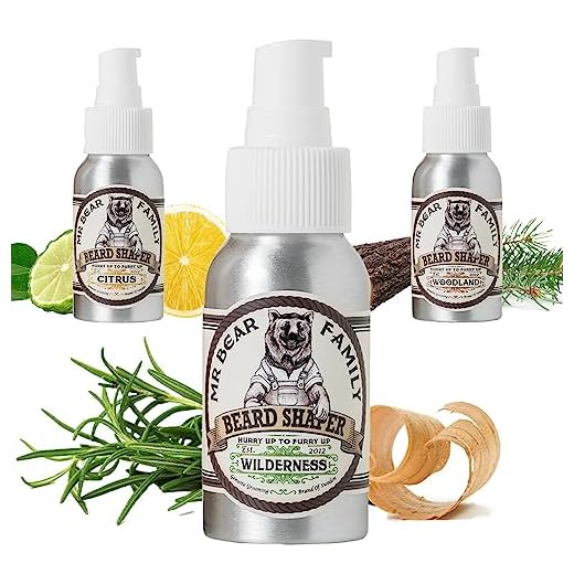 Mr Bear Family Beard Shaper – Skäggstyling för Män Återfuktande och Mjukgörande Lotion Kräm Innehåller Arganolja Kokosolja Sheasmör för Ökad Volym till Skägg Hår, Wilderness 50ml