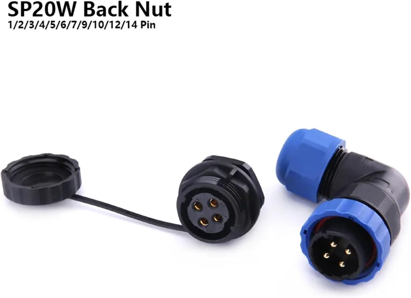 SP20 IP68 Rear nut 90 Degree Elbow Waterproof Connector 1/2/3/4/5/6/7/9/10/12/14-pin Industrial Power Angle Aviation Connector(SPW20-3L)