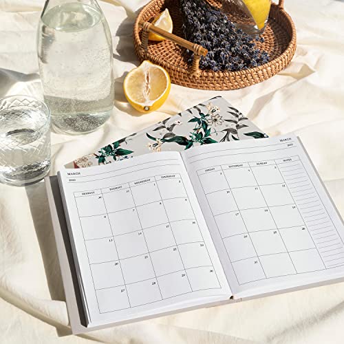 Hermoza Designer Floral Hardcover Executive Weekly 2023 Planner, Porcelain Colour, Size B5, No Bleed 120 Gsm Pages, Satin Silk Bookmark #TOP3