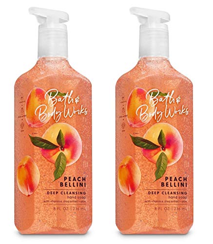 Bath and Body Works Peach Bellini Deep Cleansing Hand Soap - Pair of 2 Hand Soaps - 8 Ounces each