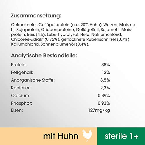 Perfect Fit Katzenfutter Trockenfutter Pro-Sterile für sterilisierte/ kastrierte Katzen Adult 1+ Reich an Huhn, 5 Beutel (5 x 750g)