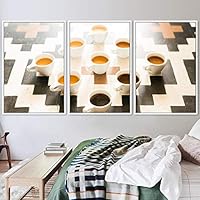 3 Piece Framed Canvas Wall Art Coffee Canvas Prints Home Artwork Decoration for Living Room,Bedroom - 16