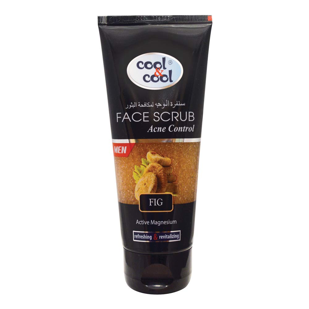 Cool & CoolAcne Control Face Scrub for Men | Fig | Active Magnesium, Refreshing & Revitalizing, Unclogs Pores | 30 ml | Pores