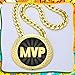 Tondiamo Sports MVP Turnover Chain Medal 6 Big Gold Champ Award Necklace Chain Baseball Basketball Football Soccer Softball Volleyball Sports Competitions Prize Gifts and Party Favors(MVP)