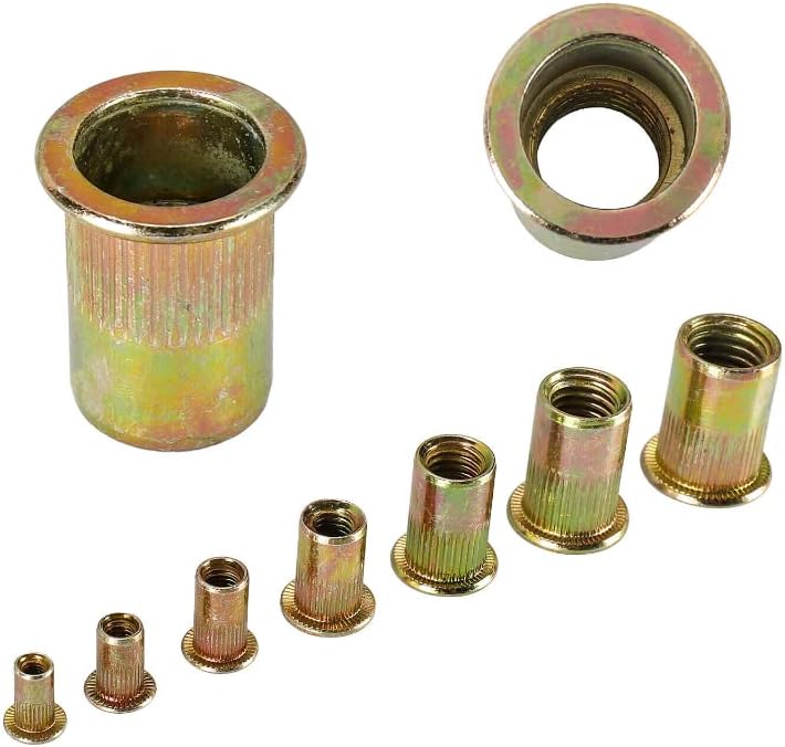 300pcs Rivet Nuts Blind Set Threaded Insert Nutsert Cap Nuts Kit Anti-oxidation M3/M4/M5/M6/M8/M0/M12 For Hardware Fasteners