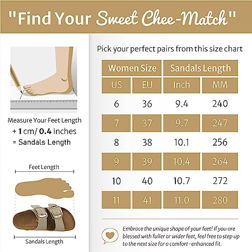 Sweechee Women's Cork Footbed Sandals, Double Buckle Slides, Taupe, US 8 - image 7