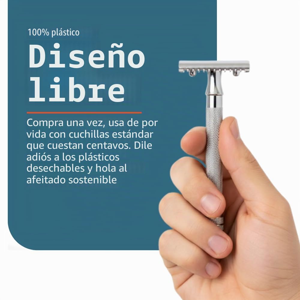 "Merkur 9025001 - Maquinilla de afeitar con peine (mango largo), diseño cromado"