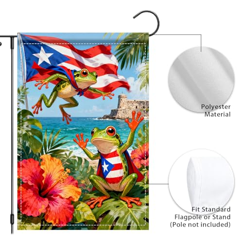 Image of Nuxovilar Funny Coqui Frogs Garden Flag 12x18 Inches Polyester