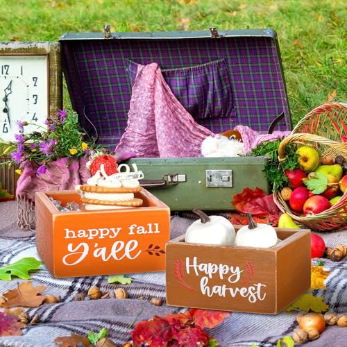 Colingmill JYI-COLINGMILL-0671 2 Pcs Fall Candy Dish Mini Wooden Autumn Candy Bowl Thanksgiving Harvest Orange Candle Holder Farmhouse Sugar Bowls Party Supplies thumb #5