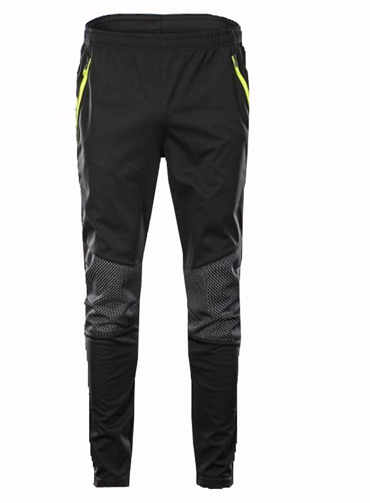 Herren Fahrradhose Lang Winddicht, MTB Radhose Laufhose für männer, Fleece Thermo Radlerhose schwarz
