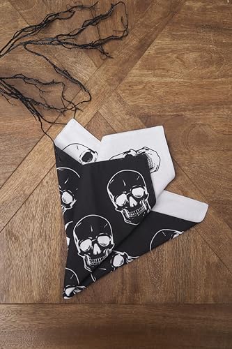 Servilleta de Tela con Motivos de Calaveras Blanco y Negro 18x18 pulg miniatura 5
