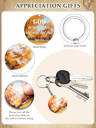 Image of Janmercy 120 Pcs Acrylic Christian Keychain Bulk Floral Bible Verse Keychain Religious Scripture Jewelry Gifts for Women Men
