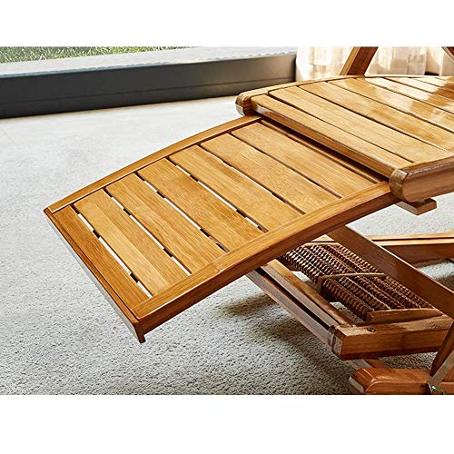 GenSDH Zero Gravity,Lounge Chairs,Camping Chair,Sun Lounger,Wooden Folding Rocking Chair Balcony Bamboo Adjustable Back Chair with Headrest and Foot Massage Outdoor Sun Loungers - Image 5
