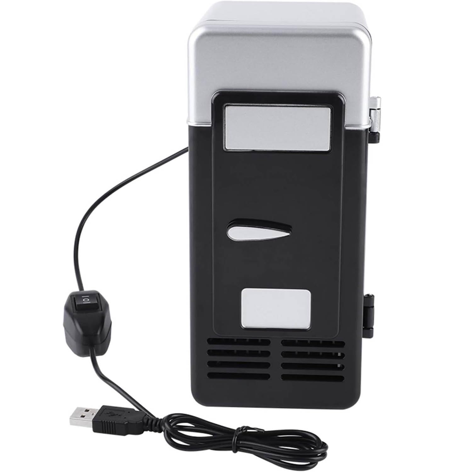Mini nevera de 19,4 x 9 x 9 cm, enfriador y calentador portátil USB con luz LED, mini nevera personal para coche, oficina, escritorio y viajes, nevera pequeña compacta para bebidas y aperitivos, color