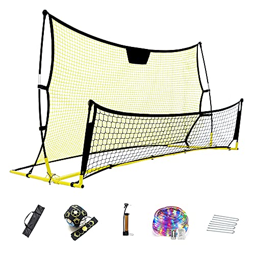 Soccer Rebounder Net Portable 2 in 1 Soccer Practice Net 7ft x 4ft, with Free Soccer Trainer and Free 23.6 ft Lights String, Improve Multi Skills, with Carrying Bag Soccer Rebounder Net Portable 2 in 1 Soccer Practice Net 7ft x 4ft, with Free Soccer Trainer and Free 23.6 ft Lights String, Improve Multi Skills, with Carrying Bag