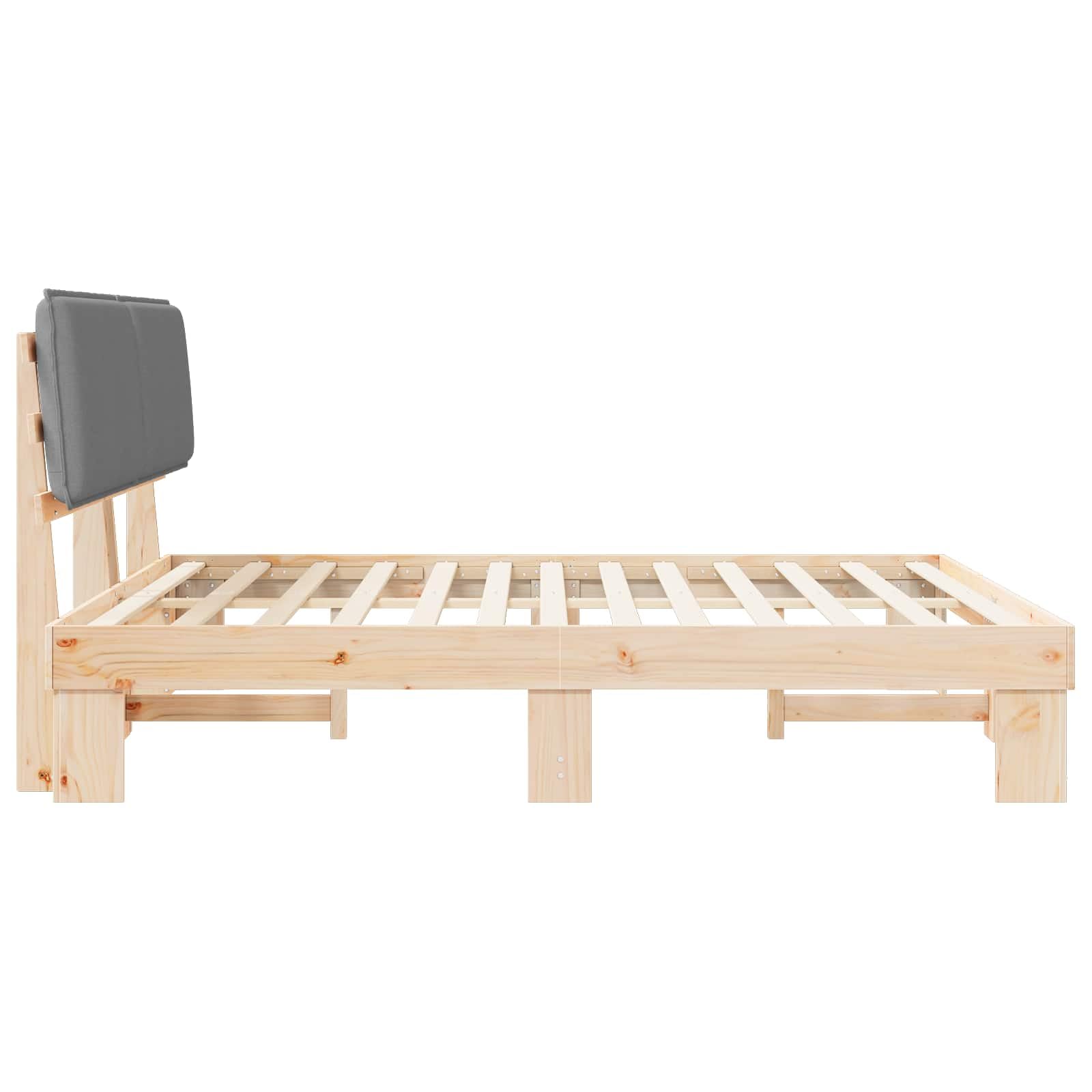 Struttura letto con testiera imbottita, grigio chiaro, 180 x 200 cm, in legno massello Super King Size
