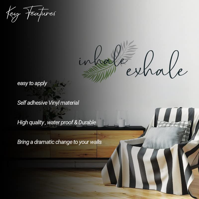 Image of Kotart - Colorful Leaf and Inhale Exhale Vinyl Wall Stickers /Decals for Living Room Bedroom Balcony Studio Home Office Wall Decor