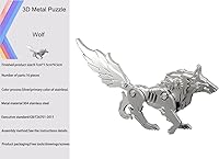 Vista 2 de Kits de modelo de metal 3D, rompecabezas de metal 3D de lobo mecánico, serie de animales de acero DIY, rompecabezas simples 3D, decoración