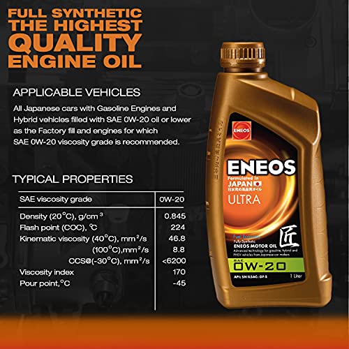 Motoröl 0W-20 Eneos Ultra 1L für Autos und Hybride