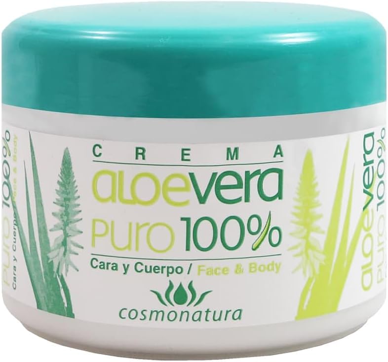 Aloe Vera Cream 100% for Face and Body – Moisturising Emulsion with Aloe Vera – For Sensitive and Blemish-Prone Skin – Cosmonatura