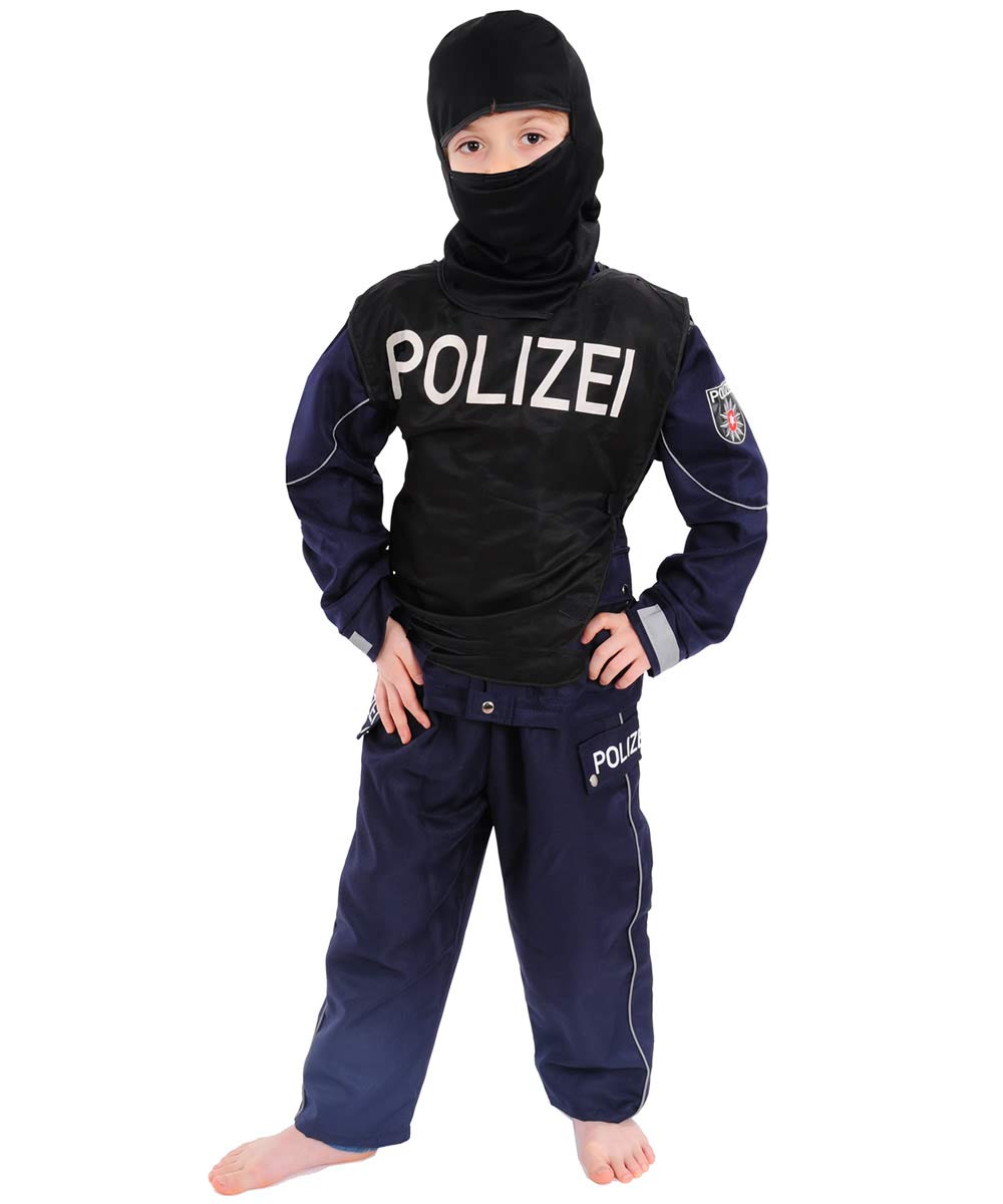 Polizei Kinder Einsatzkommando Kostüm 122-128 für Fasching Karneval Polizist SEK