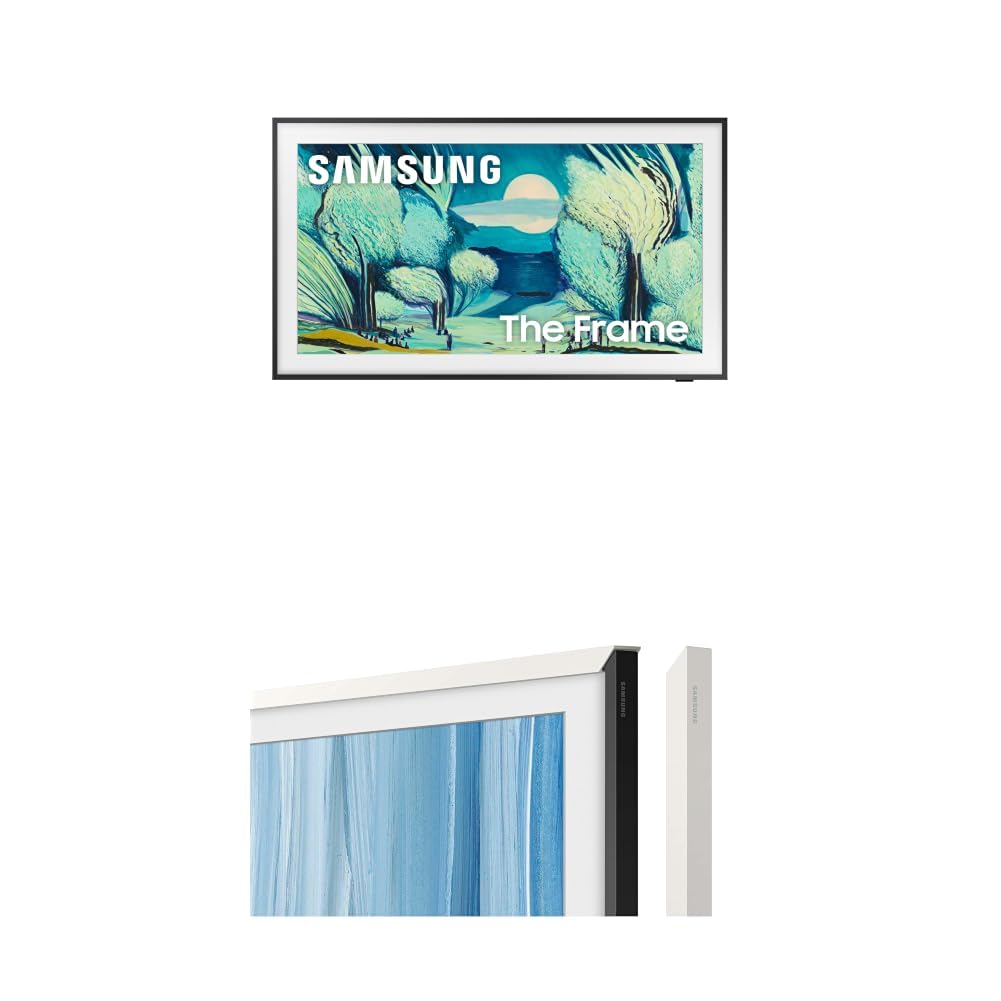 Samsung 50-Inch Class The Frame LS03F 4K QLED Smart TV (2025 Model) 50" The Frame Customizable Bezel (2026 Model), Magnetic, Easy Installation, VG-SCFH50WTBZA, Modern White