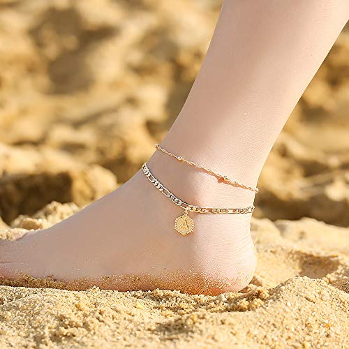 Ankle Bracelets For Women Initial Anklet, 14K Gold Filled Letter Initial Anklets For Women Handmade Figaro Chain Layered Anklets Gold Ankle Bracelets For Women Alphabet Ankle Bracelets With Initials A #TOP5