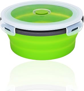 NEUSID Portable Camping Bowl, Portable Silicone Bowl Collapsible Bowl Camping Silicone Camping Bowl with Lid for Travel Camping Hiking, Portable Picnic Storage Bowl for Kitchen, 500ML
