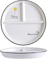 Vista 8 de 1 plato de cerámica para control de porciones de dinosaurio, plato dividido para comer racional, plato de postre dividido, plato de ensalada, plato