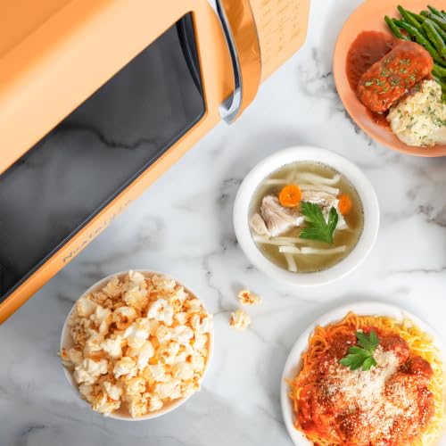 Image of Nostalgia Modern Retro Compact Countertop Microwave Oven - 0.7 Cu. Ft. - 700-Watts with LED Digital Display - Child Lock - Easy Clean Interior - Orange