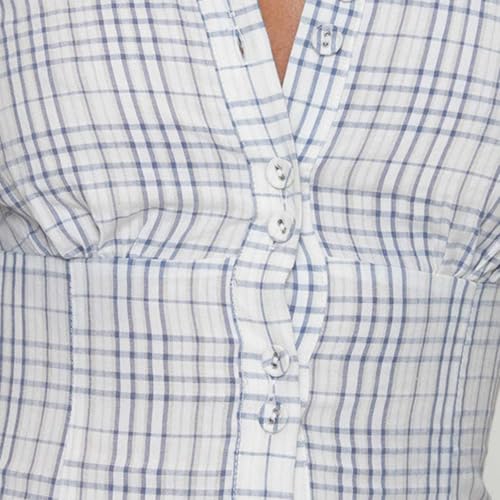 Women Y2k Slim Button Down Shirt Short Sleeve Open Front Cardigan Crop Top 90s Vintage Coquette Blouse Streetwear4